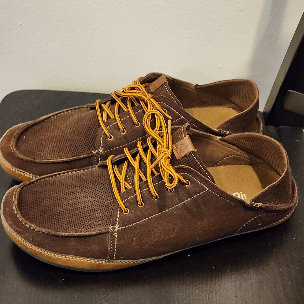OluKai Brown and Tan Men's Boat Shoes